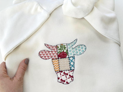 Patchwork Patterned Cow Head