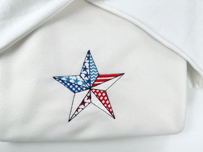 Patchwork US flag Patriotic Star outline stars and stripes patterned