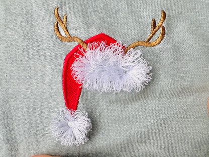 Fringed Deer Antlers and Santa Hat