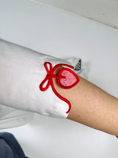 Valentine Heart FSL split seam side bow machine embroidery designs