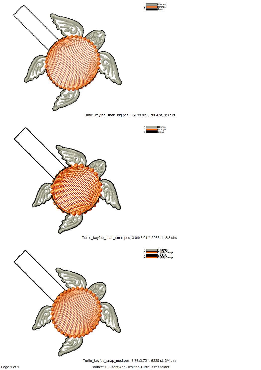 Turtle Snap Tab key fob, feltie, may use for circle monogram, mini