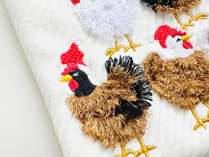 Fringed Christmas Chicken Flock with Santa Hat