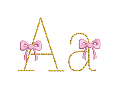 Hand Stitch Effect Font with Bow