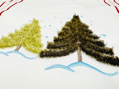 Fringed Christmas Tree Single Tree with Snow