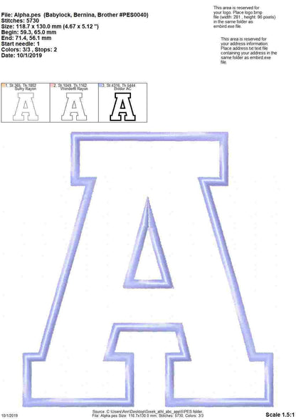 Sport Block Athletic Varsity Sororities Greek Font