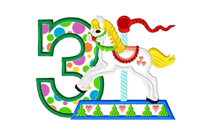 Carousel Rearing Horse Birthday Numbers