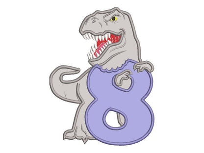 T-rex dinosaur Birthday number EIGHT 8 kids boy Birthday outfit machine