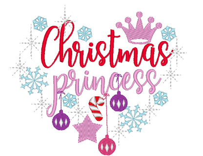 Christmas Princess machine embroidery designs 4x4 5x7 6x10 Santa,