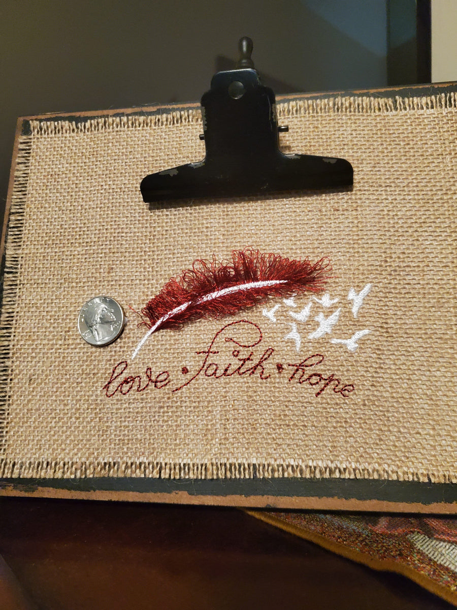 Love Faith Hope Fringed Feather