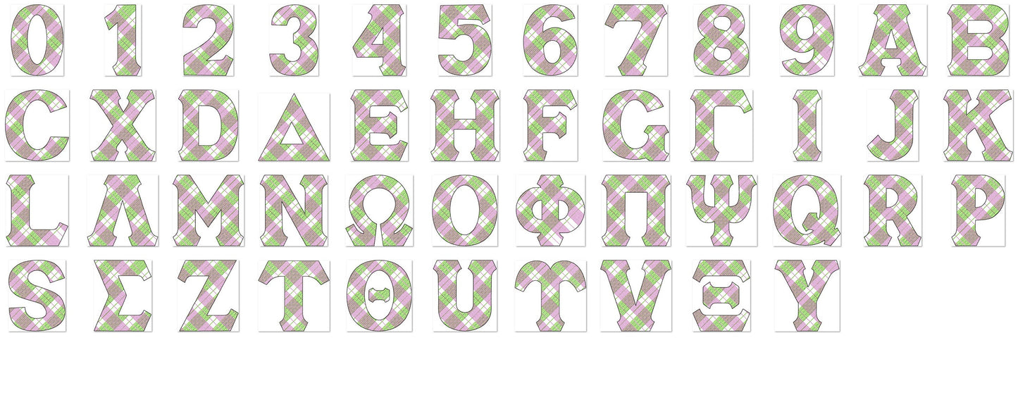 Gingham Plaid Patterned Sororities Greek Font
