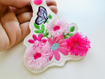 Fringed Flower Floral Butterfly Keychain