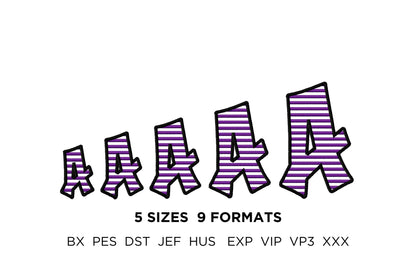 Striped Street Font satin stitch alphabet monogram letters Graffiti
