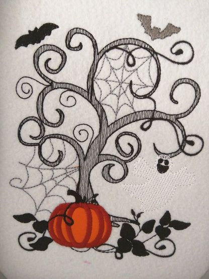 Halloween Scene Sketch Stitch Applique