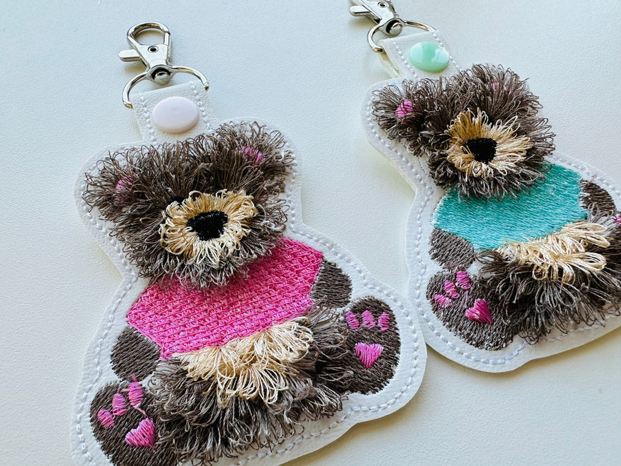 Fringed Teddy Bear Baby Keychain