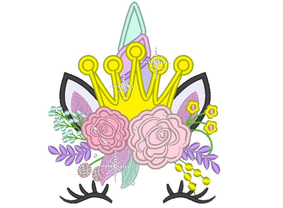 Unicorn Princess with Flowers and Crown