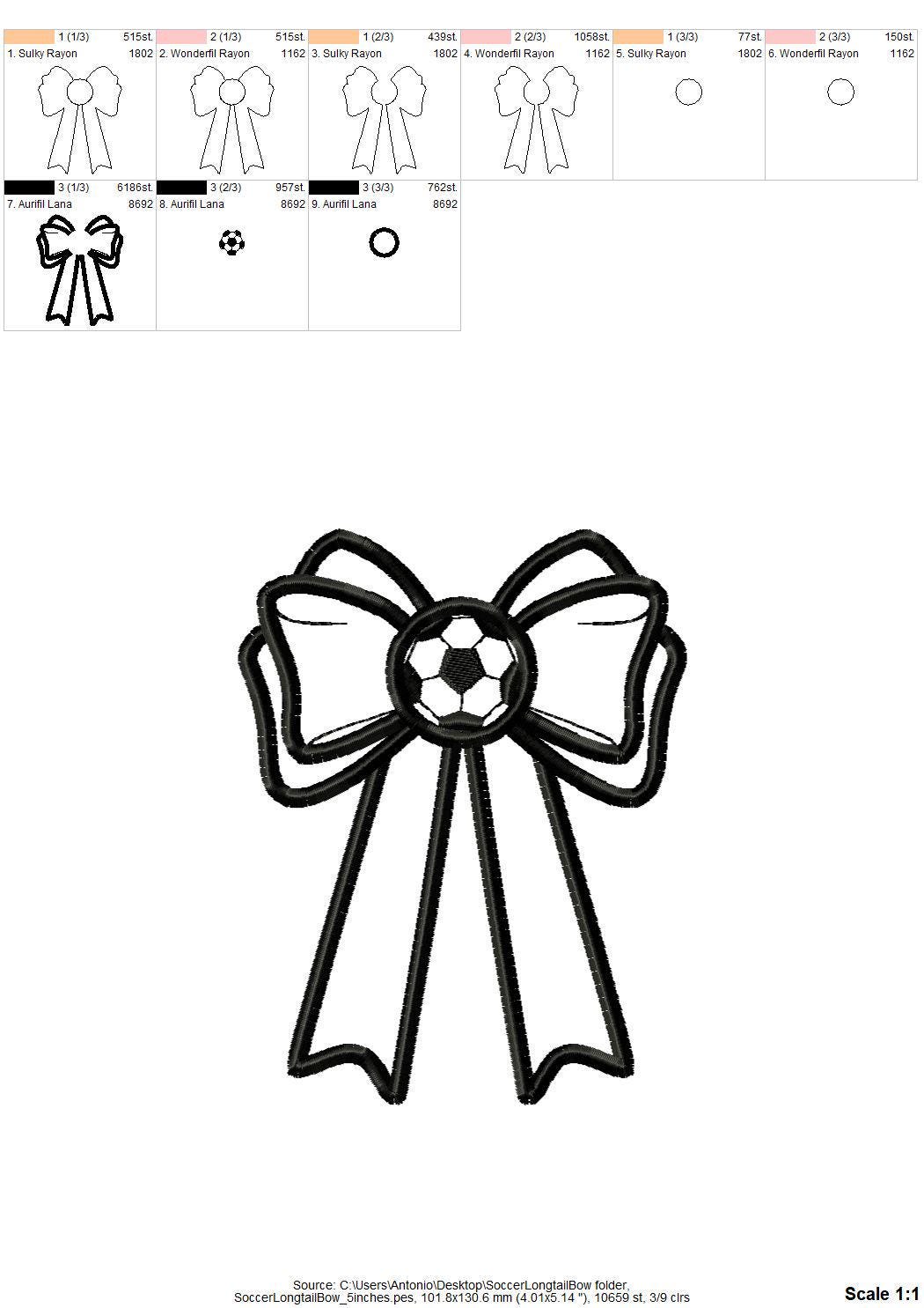 Soccer Ball and Bow Applique