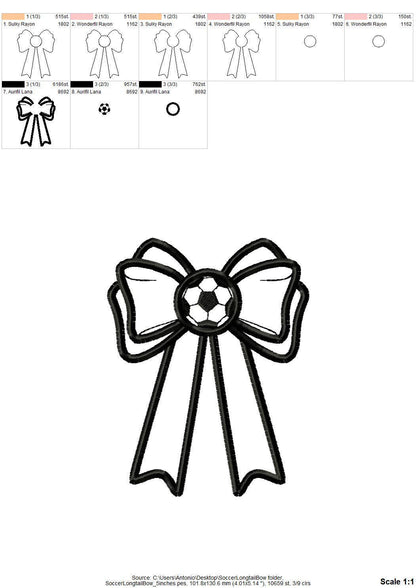 Soccer Ball and Bow Applique