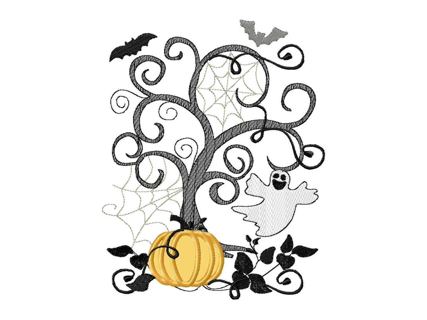 Halloween Scene Sketch Stitch Applique