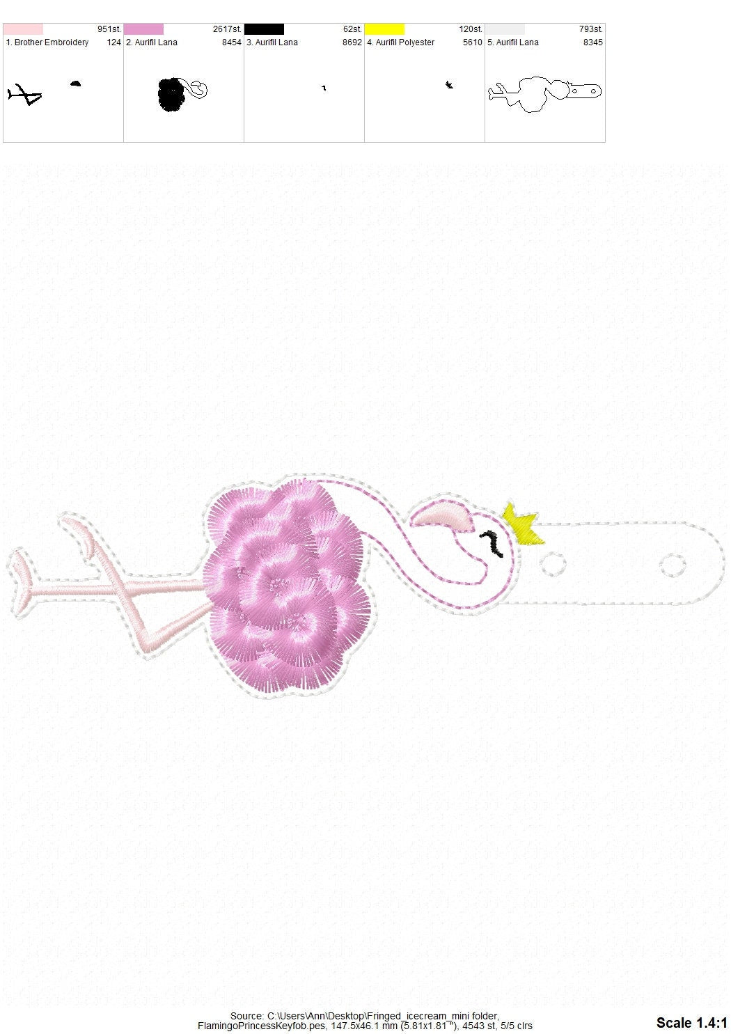 Princess Crown Fringed Flamingo Keychain ITH