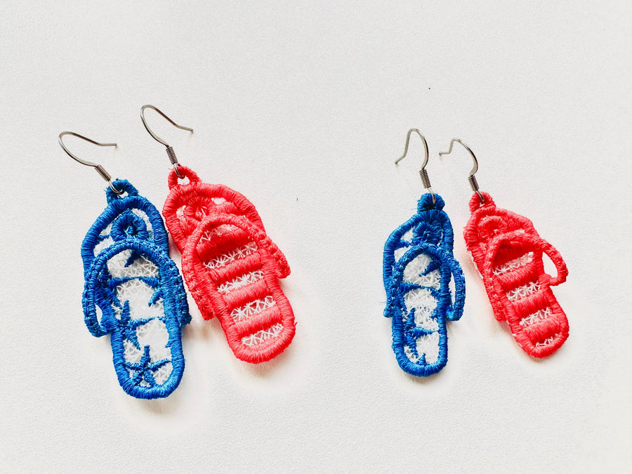 Patriotic Flip Flops earrings charm FSL freestanding lace 3D