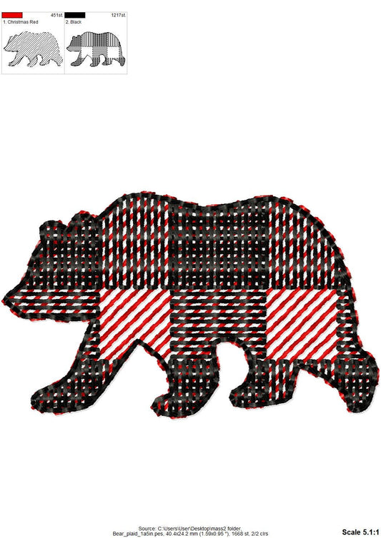 Gingham Plaid Bear Silhouette