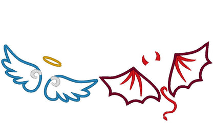 Little Angel And Little Devil Wings Applique