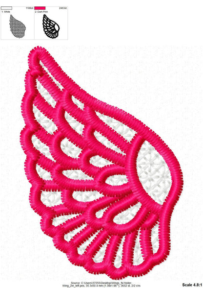 FSL Free standing lace mini small angel fairy wings machine embroidery