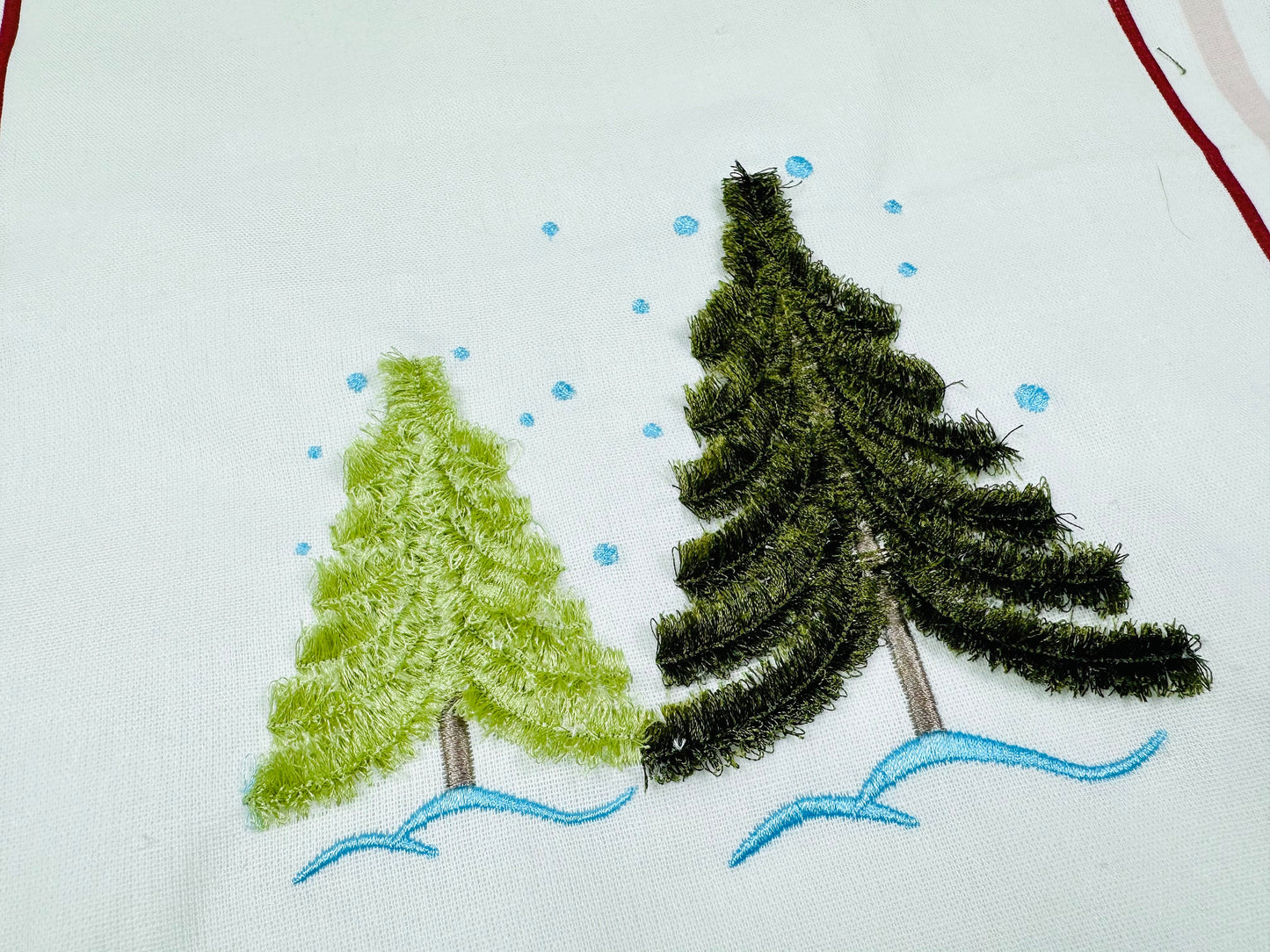 Fringed Christmas Tree Single Tree with Snow