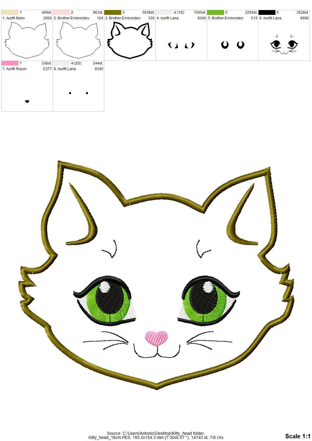 Little Kitty Cat Face Applique