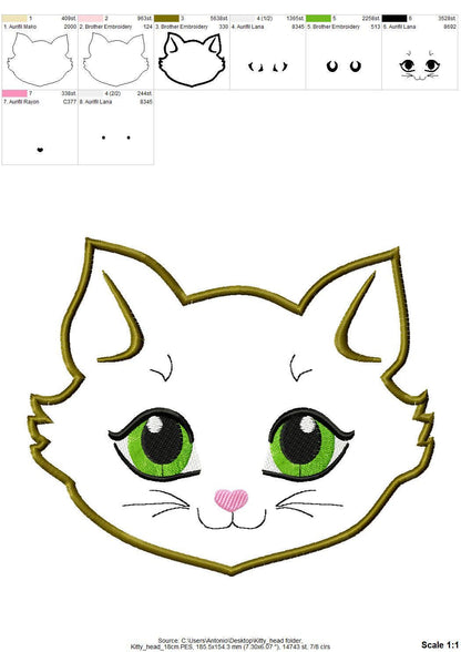 Little Kitty Cat Face Applique