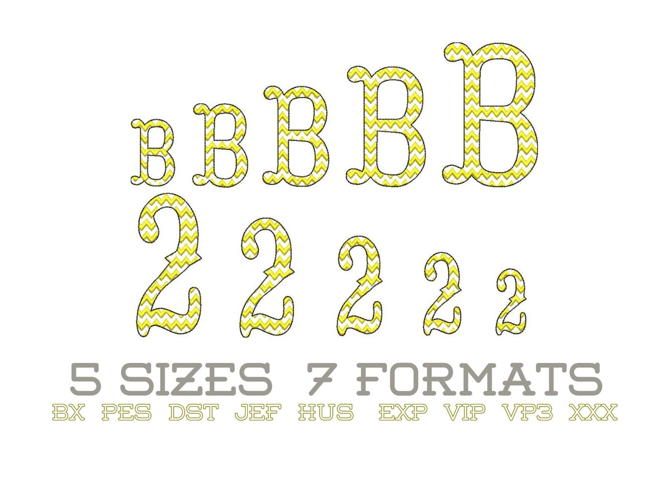 Chevron RIC RAC Western Font light sketch outline machine embroidery