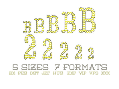 Chevron RIC RAC Western Font light sketch outline machine embroidery