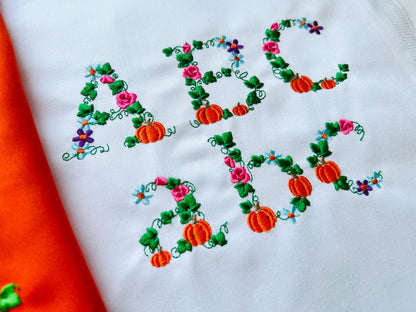 Fall Thanksgiving Pumpkin Floral Font