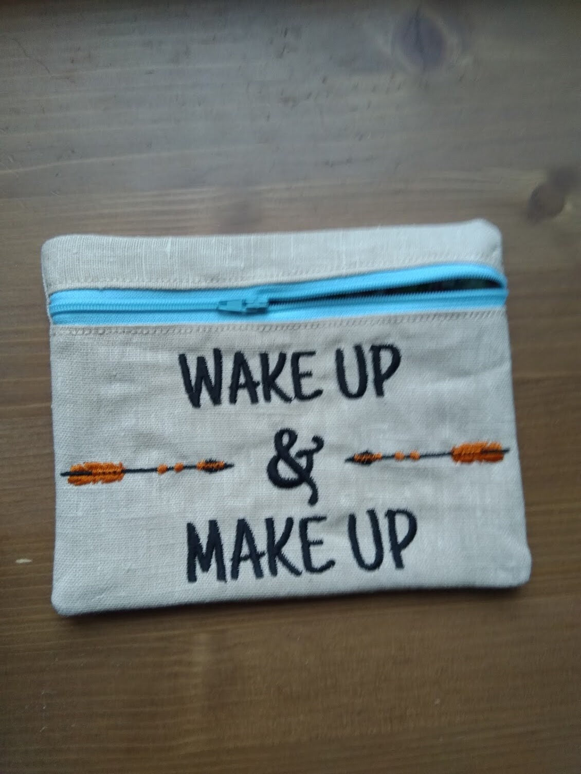 Wake Up And Make Up Cosmetic Zip Bag