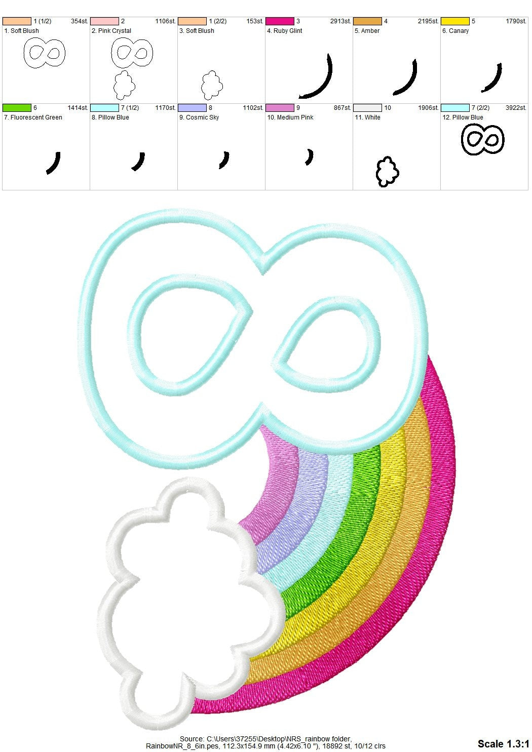 Rainbow in Cloud Birthday Numbers