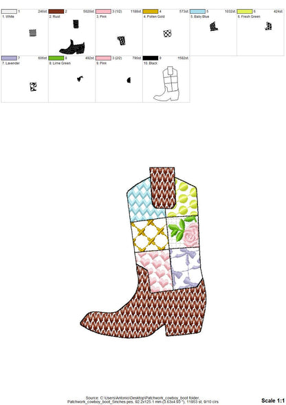 Patchwork Patterned Cowboy Boots