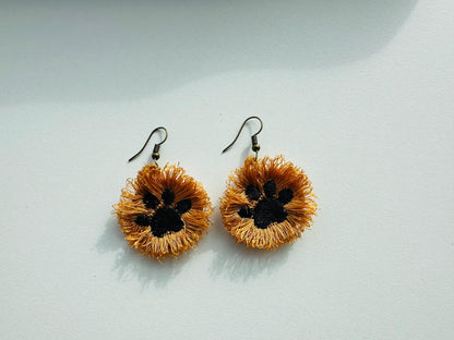 Fringed Puppy Paw Earrings FSL