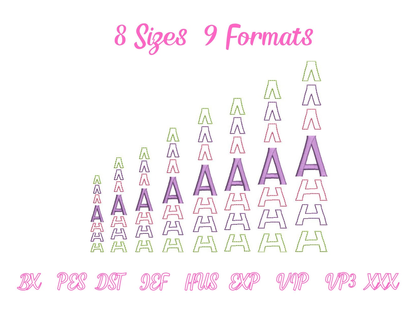 Stacked Font satin stitch and outline trend alphabet letters awesome