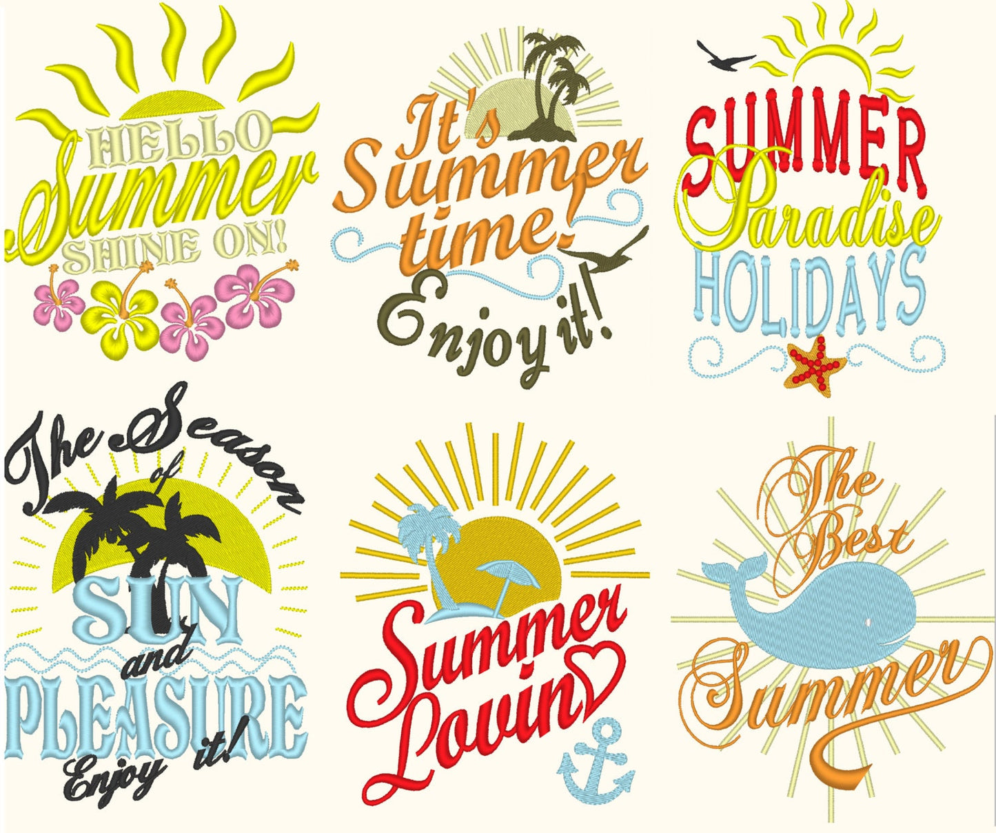 Summer sun loving holidays paradise quote saying machine embroidery