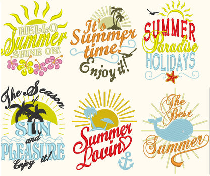 Summer sun loving holidays paradise quote saying machine embroidery