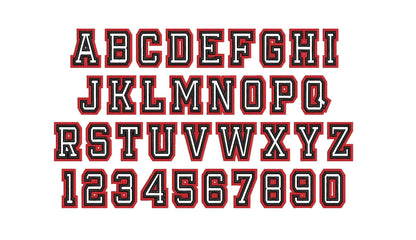 Thin Double Outline Athletic Sport Font Applique