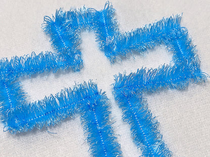 Fluffy Cross chenille awesome Fringed Christian Cross outline fringe