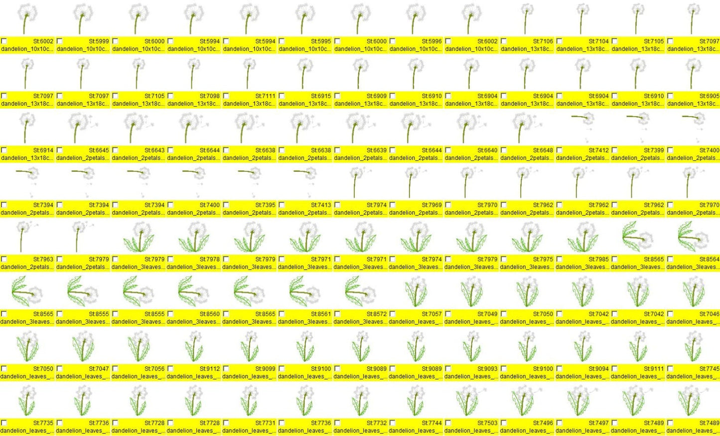 Dandelion set machine embroidery designs, for hoop 4x4 and 5x7