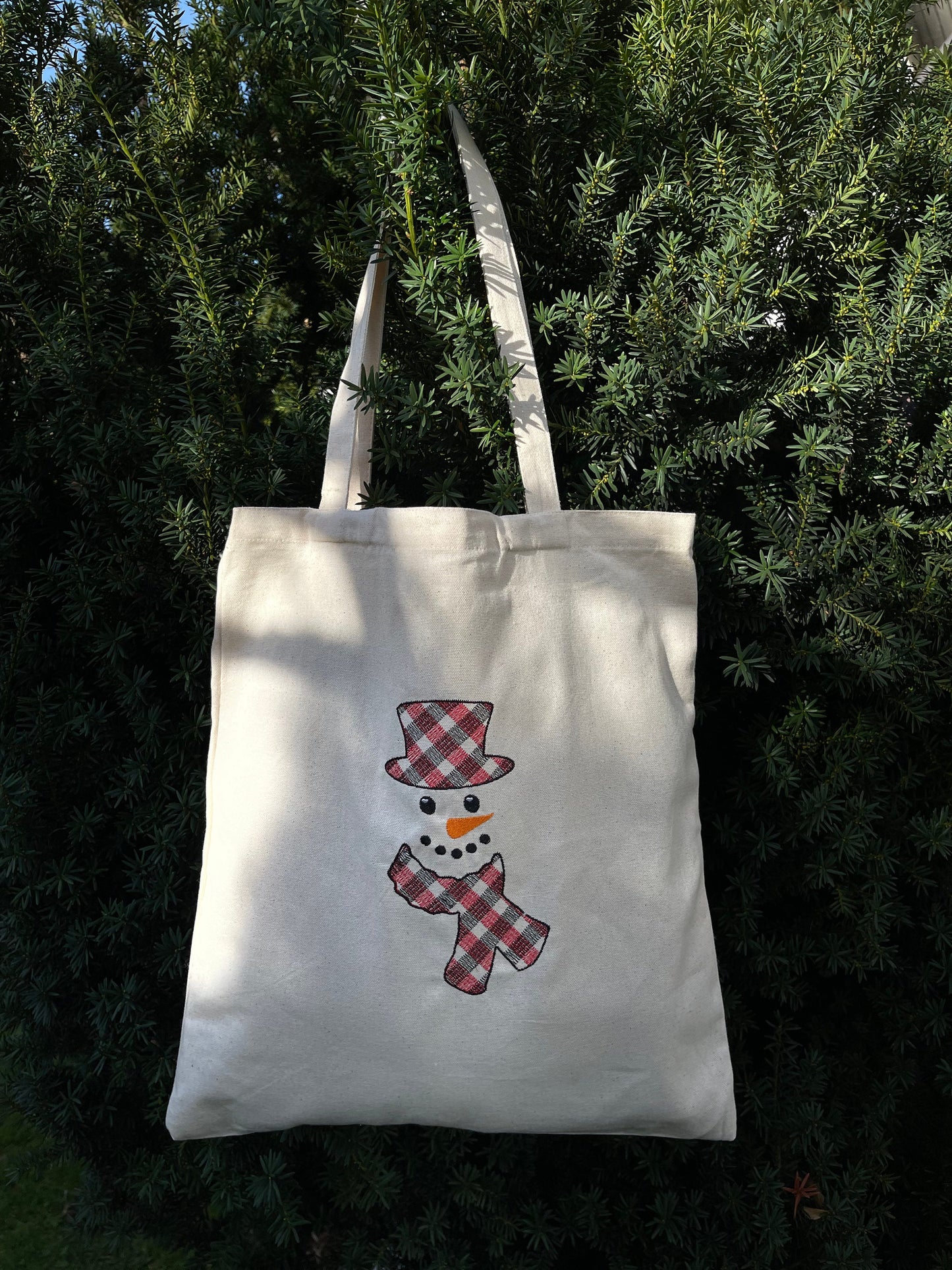 Gingham Plaid Patterned Christmas Snowman