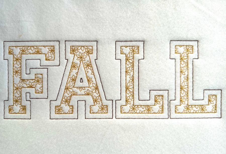 Floral Fill Light Stitch 2 Outlines Varsity Font