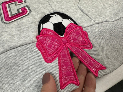 Soccer Ball And Gingham Plaid Bow