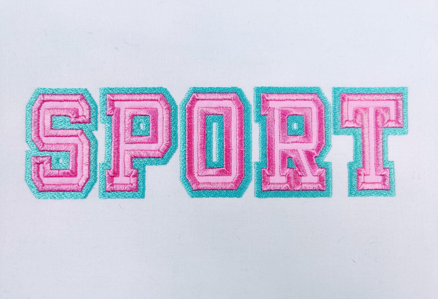 Thin Double Outline Athletic Sport Font Applique