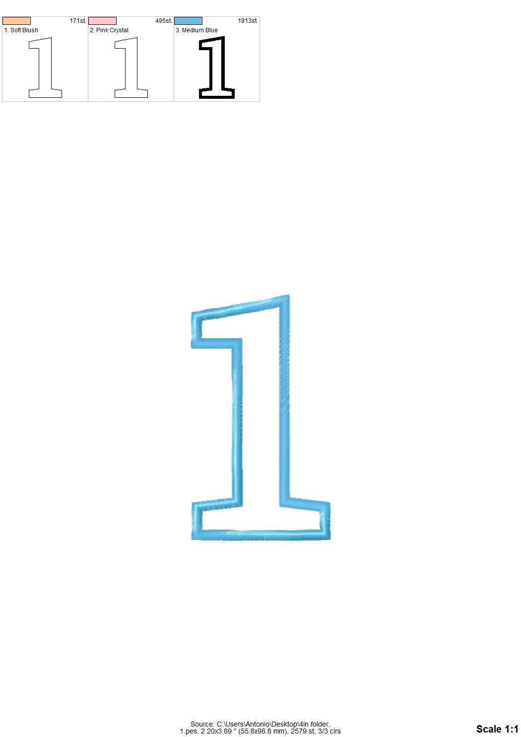 Nice Wide Satin Stitch Number Applique