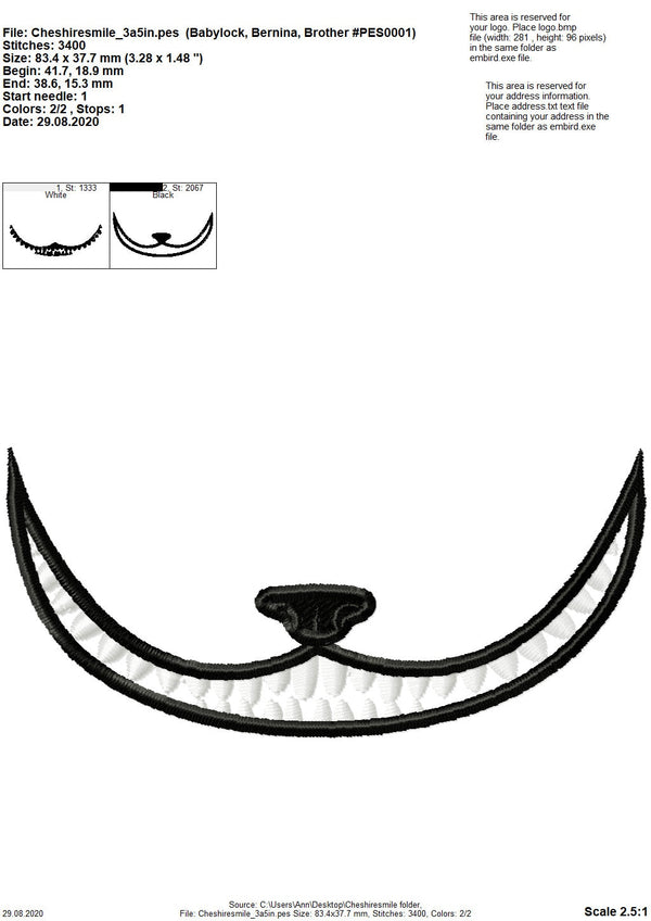 Cheshire Cat Smile Face Mask Cat Face 3.5