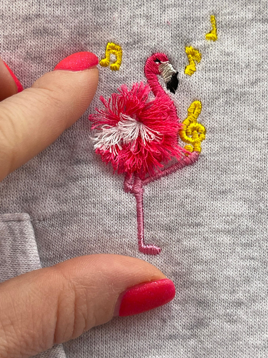 Mini Fringed Flamingo with Music Notes